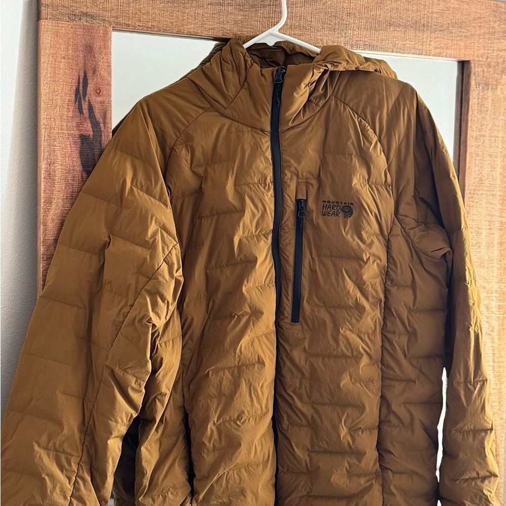 Mountain Hardwear Mustard Brown Puffer Jacket with Hood
